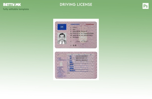 Модерен стил шаблон за возачка дозвола Данска ( ).